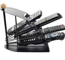 [4 Compartments] Black Remote Control Holder TV Remote Caddy Desktop Organizer