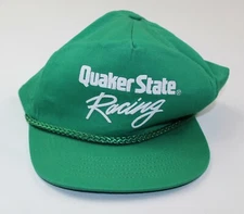 Vintage Quaker State Racing Green Gas & Oil Snapback Hat Cap One Size 