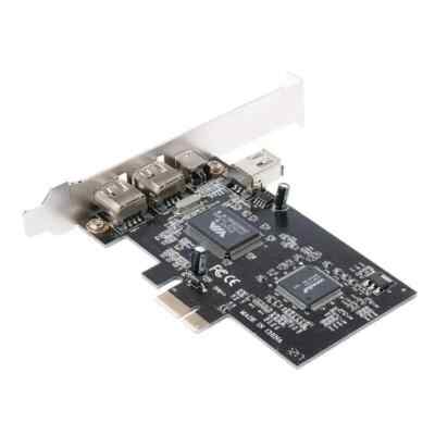 Firewire Karten Adapter PCI-e 1X IEEE 1394A 4 Port (3+1) mit 6 Pin auf 4 Pin Kabel