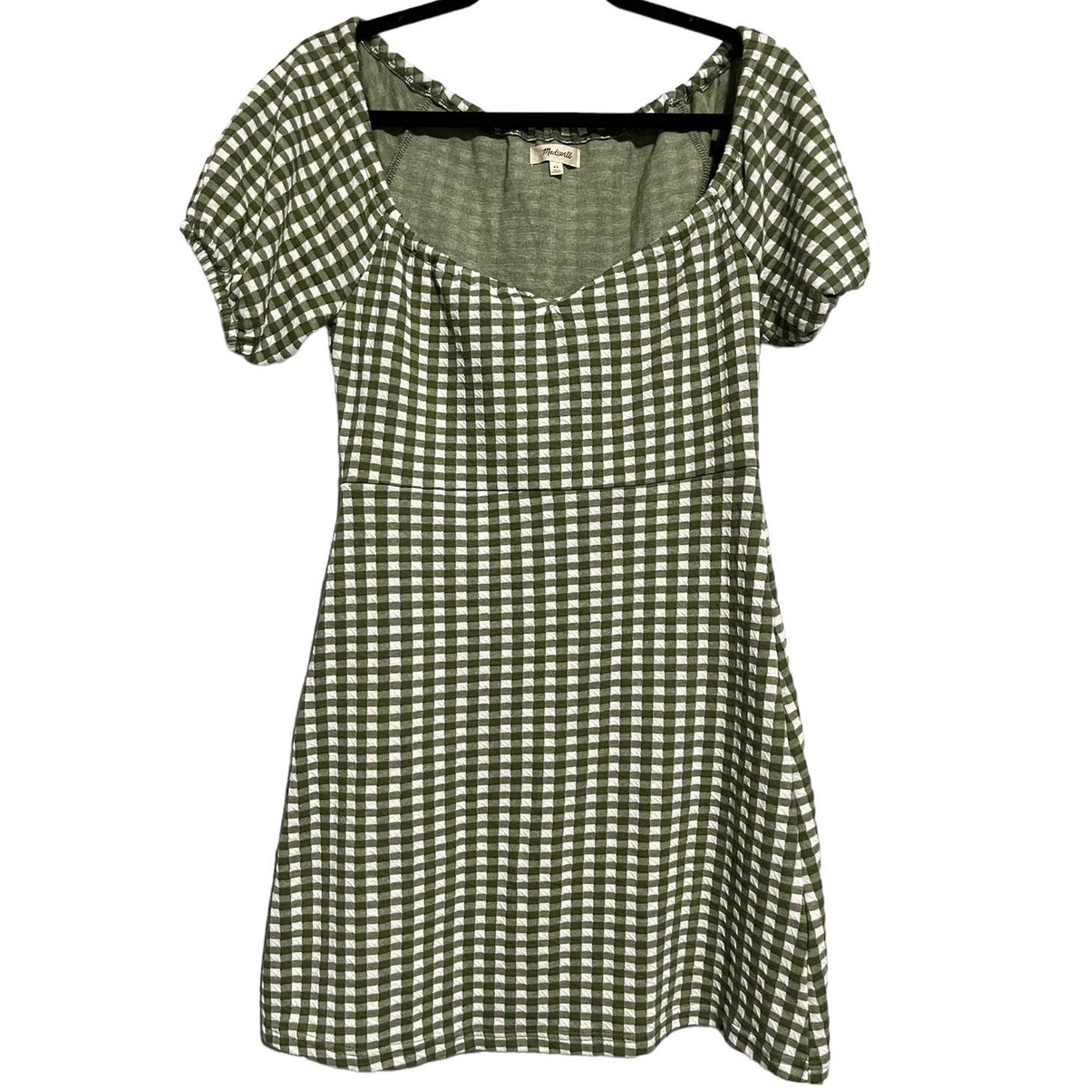 Madewell Jacquard Puff-Sleeve Mini Dress Gingham Check | eBay
