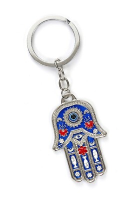 Fatimas Hand-silberfarbig/blau-Schlüsselanhänger-Keyholder-Schlüssel-Fatima-Jo21