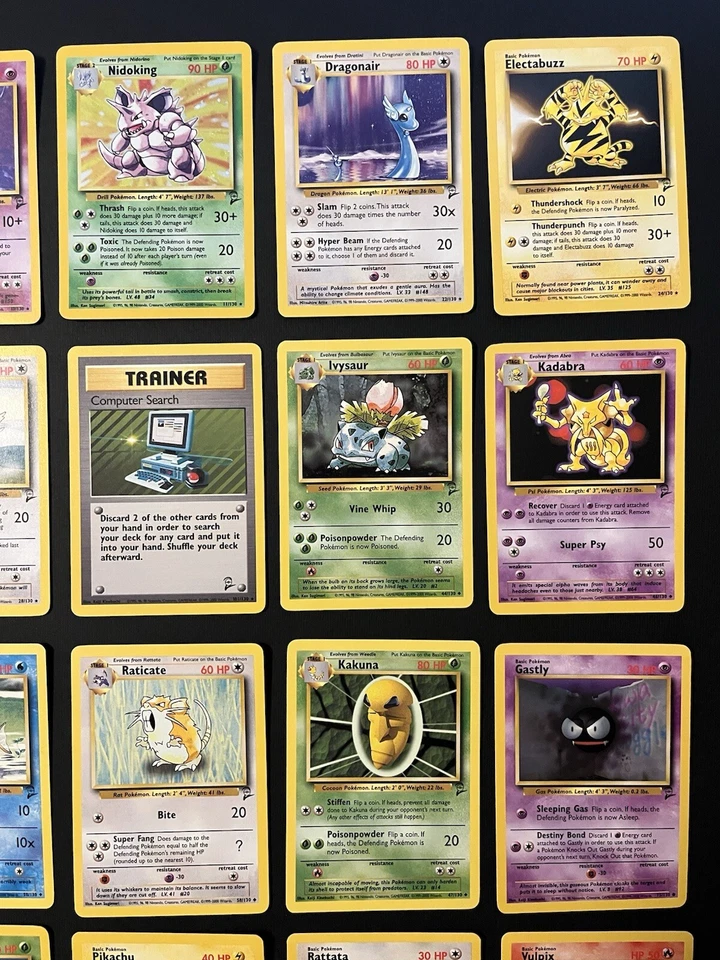 Pokémon Lotto 31 Carte Set Base 2 Inglese Near Mint Hitmonchan Nidoking Mewtwo - Immagine 3 di 4