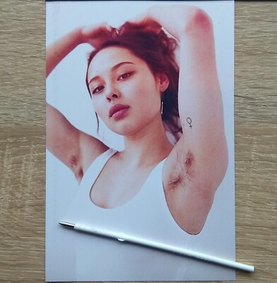 Hairy Armpits Woman Unshaved Cute Lady Hands Up Pretty Girl Vtg Reprint Photo
