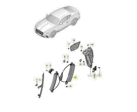 Bentley Continental Gt & Gtc Front Left Window Regulator W/O Motor