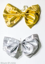 Bow Tie Gold Or Silver Lame 6" Formal Costume Accessory With Elastic Band