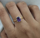Natural Purple Amethyst Cushion Cut 14K Gold Filled Wedding Bezel Ring Gifts