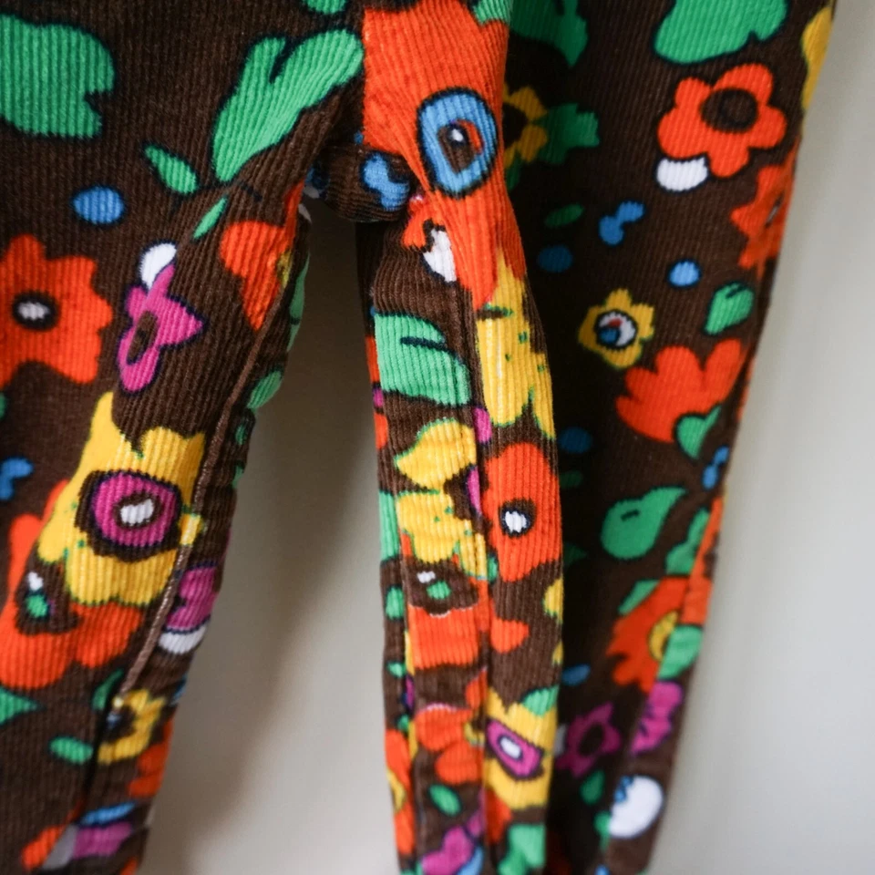 Mameluco de otoño con estampado floral de pana Rugged Bear Y2K marrón naranja bebé talla 24 meses Foto 3 de 4