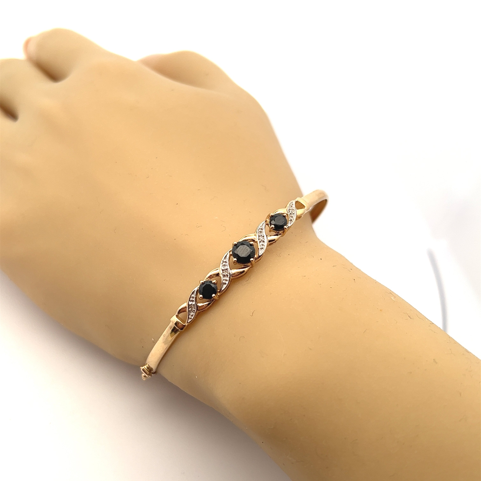 Sapphire & Diamond 9ct Yellow Gold Bangle eBay