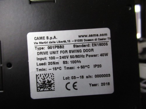 CAME Drive Unit For Swing Door 001PBB2 - Picture 2 of 3