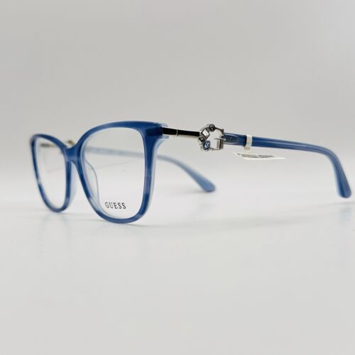 Guess Eyeglasses Women Oval Blue Silver Rhinestones Mod. GU 2856 New - Picture 3 of 11