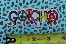 GOTCHA Cartoon Peace Sign Anarchy Rainbow Colors Punk Skateboard Surfing STICKER