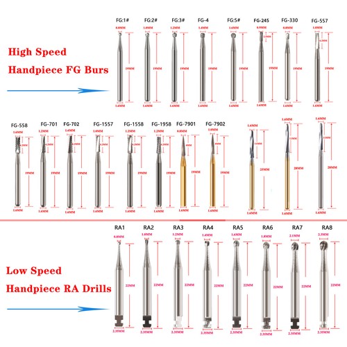 Dental Round Carbide Steel Drills Burs FG/RA Bur for High/Low Speed Handpiece SA - Picture 6 of 319