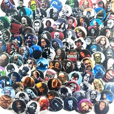 Horror Movie Halloween 1.25" Pinback Buttons Ghost Monster Scary Slasher 100 Pin