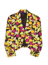Ideology Jacket Womens 4 Cropped 1 Button Geometric Floral Print Linen Blend