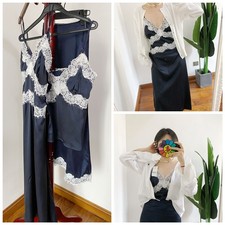 do!en Lace lace satin silk slip dress