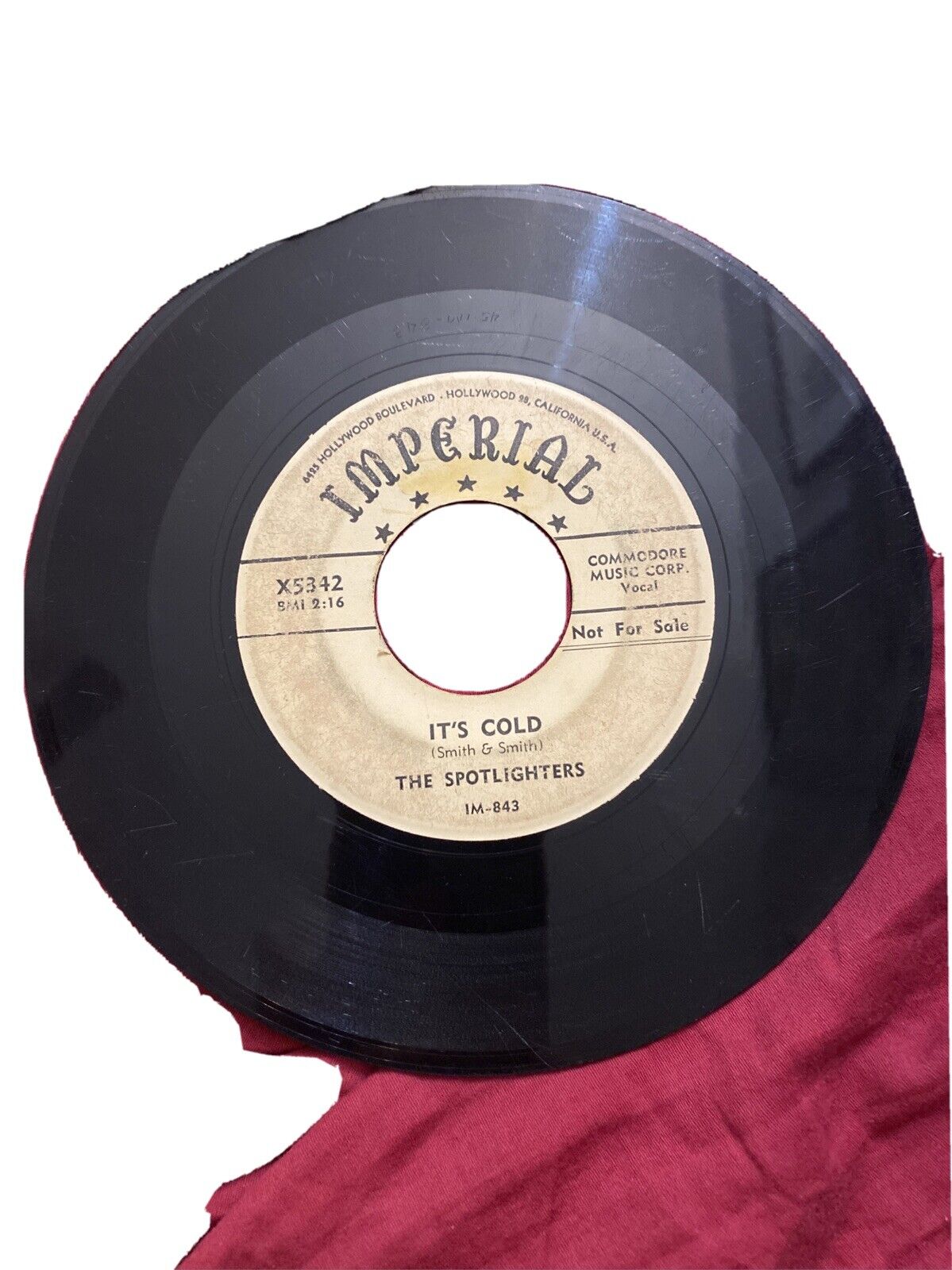 THE SPOTLIGHTERS IT’S COLD/BAM JINGLE JINGLE R&B SOUL 45 RPM RECORD