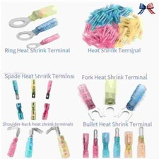 22-10 AWG Spade/Ring/Fork/Piggyback Heat Shrink Wire Connectors Terminals 50PCS