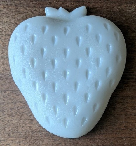 Vtg Hazel Atlas Milk Glass Strawberry Shape Candy Trinket Dish White Set of 2 - Picture 3 of 5
