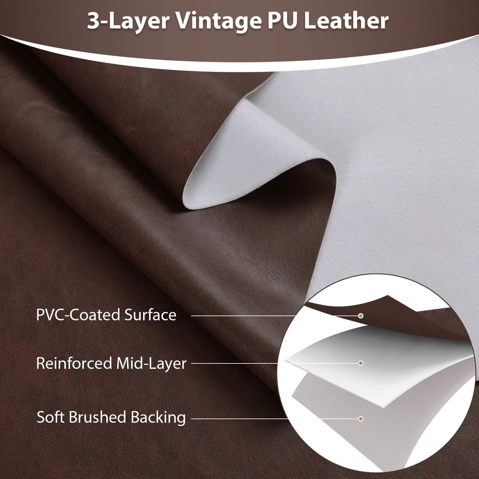 1.3毫米厚人造皮革织物预切复古合成内饰褶饰 — 第 3/4 张图片