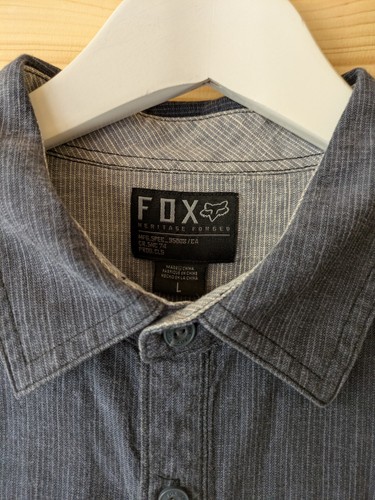 Fox MTB Blue Workwear Utility Striped Chambre Button Down Shirt Large - Picture 4 of 10