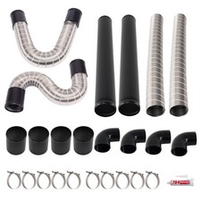 76mm Universal Aluminum Turbo Intercooler Pipe Kit Silicone Hose T-clamps