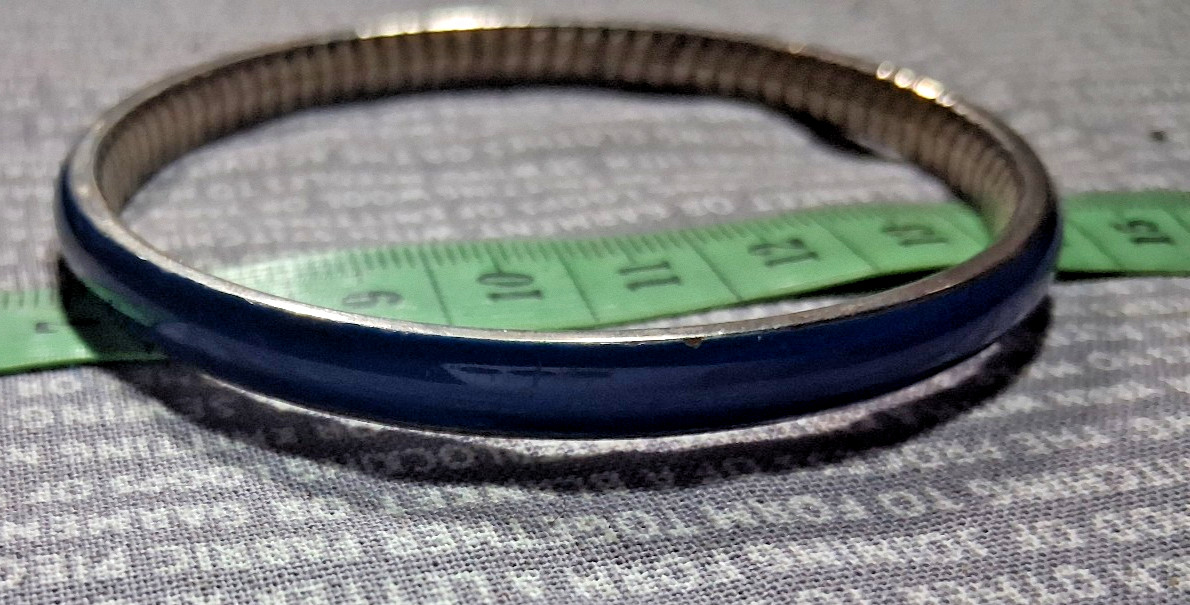Vintage Dark Blue Enamel Bracelet Bangle Quality Enamel Good Condition image 4