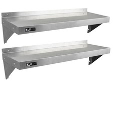 2 x Ripiani in Acciaio Inox Cucina Commerciale Mensole Muro e Staffe 125 x 30 cm