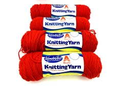 4 WonderArt Vintage Skeins Knitting Yarn Red #730 Acrilan by Monsanto