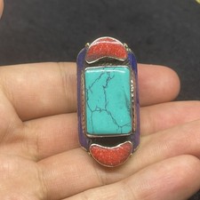 Wonderful Vintage Tibetan Multicolor Stones Brass Beautiful Ring