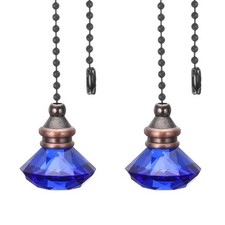 Ceiling Fan Pull Chains 2Pcs 12" Diamond Pendant Chain Extender Blue