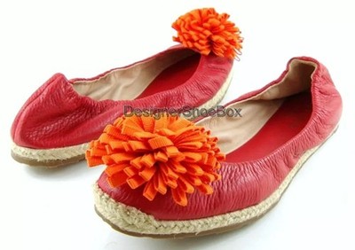 $198 KATE SPADE VERA Red Leather Designer Comfort Ballet Flats 7 RUN SMALL