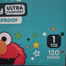 Pampers Baby-Dry Ultra Cushiony Size 1 Sesame Street 120 Diapers 8-14 lb