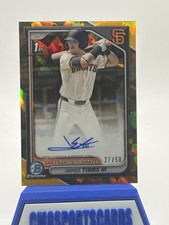 2024 BOWMAN DRAFT SAPPHIRE CHROME JAMES TIBBS III AUTO GOLD #/50 GIANTS DODGERS!