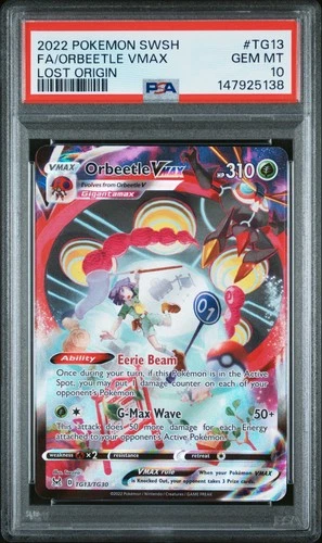2022 POKEMON SWORD & SHIELD LOST ORIGIN #TG13 FULL ART/ORBEETLE VMAX PSA 10