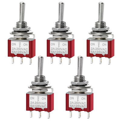 Mini Momentan Kippschalter MTS-123, (ON)-OFF-(ON) SPDT, 3-polig, 2A 250V, 5A 125