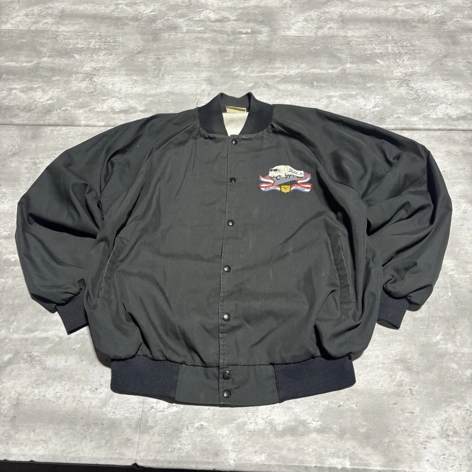 Chaqueta de bombardero Walmart vintage para hombre XL negra botón a presión camionero cortavientos* Foto 2 de 4