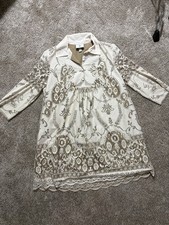 Anna Sui Women's Target 20th Anniversary Cream Lace Long Sleeve Dress Sz L