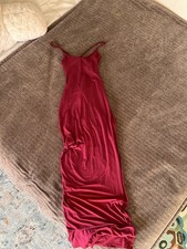 Windsor Red Maxi Dress Scoop Neck Strappy Sleeveless Solid Long Size S Leg Slit