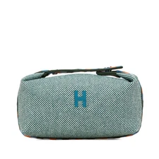 Hermès Brid A Black Eau Carre PM Green Toile Bag Used Japan #RC17037