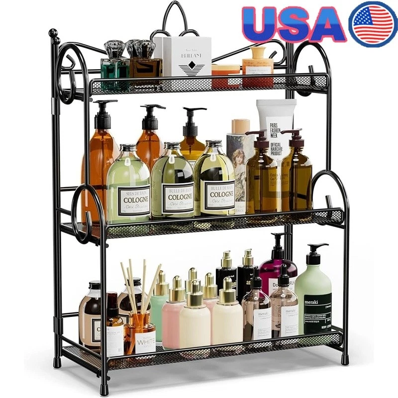 3 Tier Spice Rack Organizer Foldable Kitchen Bathroom Countertop Storage Shelf