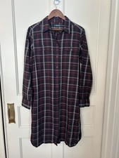 Lauren Ralph Lauren Plaid Button Midi Shirt Dress Womens Size 14 Red Black 