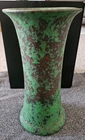 Weller Coppertone 1920s Arts And Crafts Pottery -Green Flared Rim Vase 12.5"