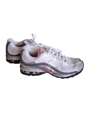 Nike Reax Run 5 Womens White/Gray/Pink Mesh Low Top Lace-Up Running Sneakers