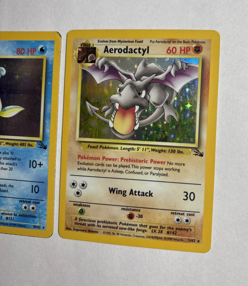 1999 Fossil Holo Lot Lapras 10/64+ Aerodactyl 1/64 1999 WOTC Pokemon Card TCG LP - Image 3 of 4