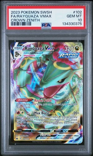 New Listing2023 POKEMON SWORD & SHIELD CROWN ZENITH #102 FULL ART/RAYQUAZA VMAX PSA 10