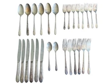 Vintage 1941 Wm Rogers Mfg Co Silverplate Flatware 28 Pcs Priscilla Lady Ann