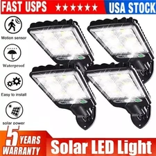4PKS LED Solar Flood Light Motion Sensor Security Wall Street Yard Outdoor Lamp