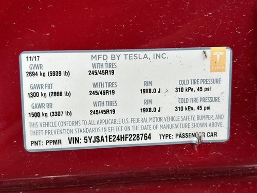 2012-2015 Tesla 600721400A 19X8 Wheel 614176 - Picture 9 of 9