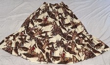 Vintage Handmade Native American Print Circle Broomstick Skirt One Size Tiered