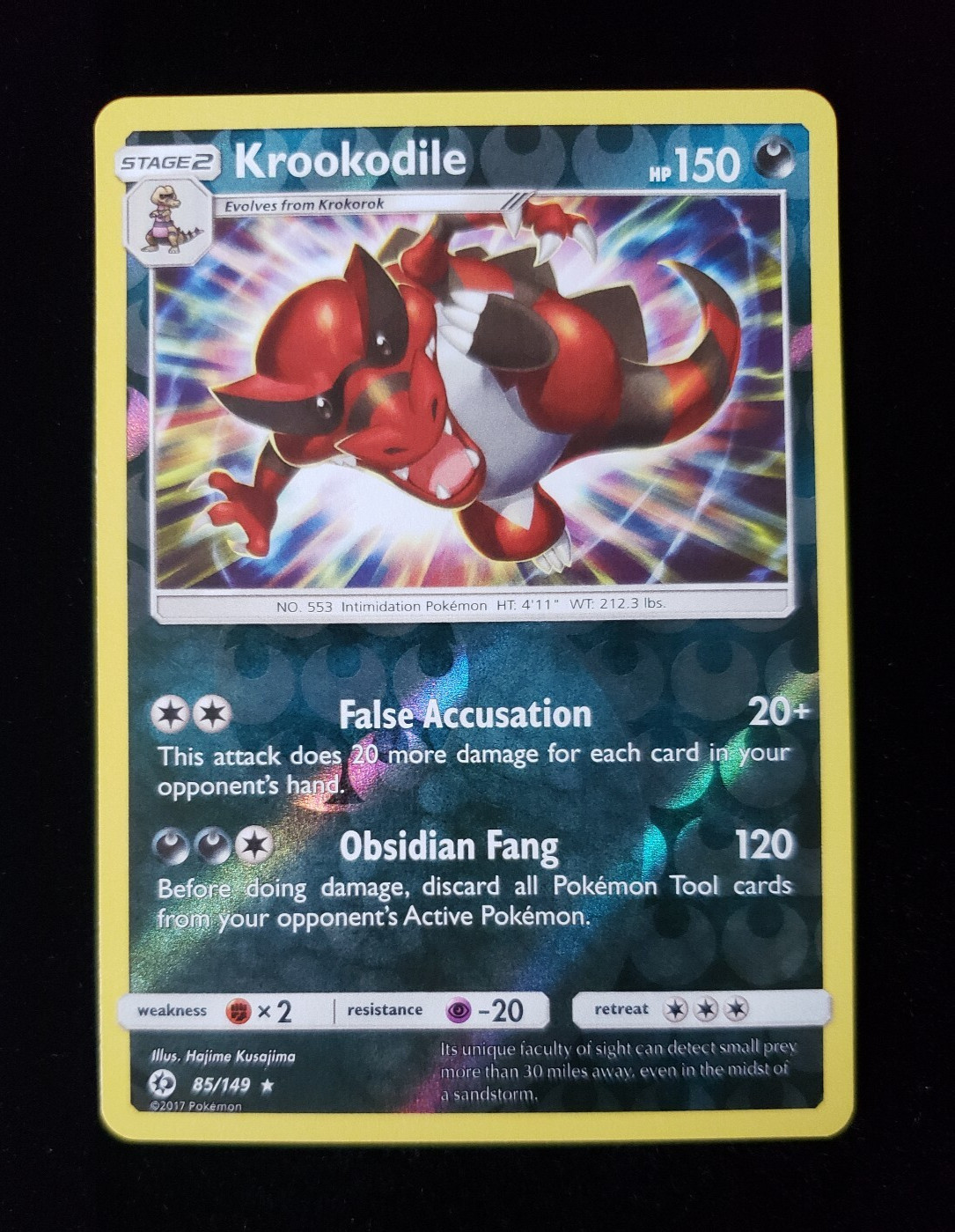 Krookodile 85/149- Sun & Moon Base- Reverse Holo Card- Pokemon